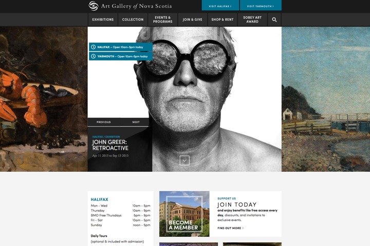 Screenshot of the Art Gallery of Nova Scotia Website